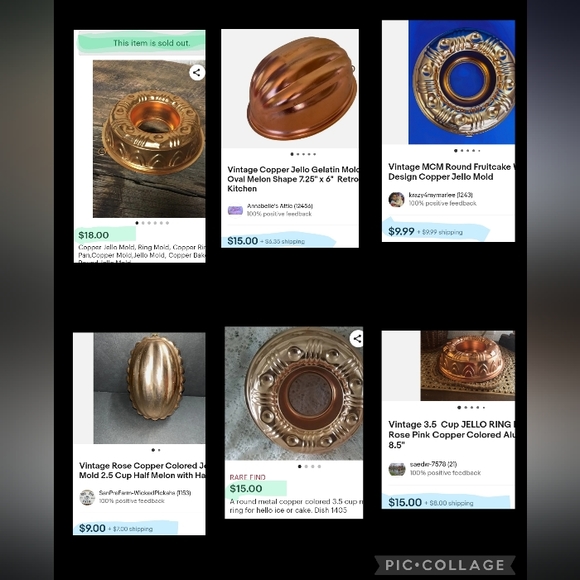 Two Vintage Copper Molds - Jello Molds - Wall Hangings - Picture 12 of 13